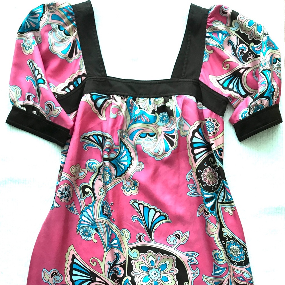 BANANA REPUBLIC Pink Multi Floral Silk dress Med
